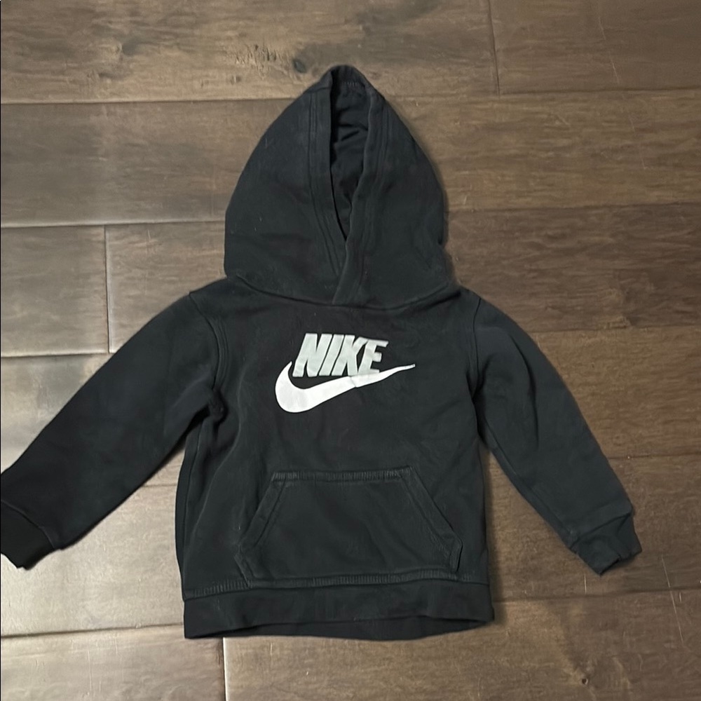 4/$20 Nike logo  Kids Black Hoodie sweater size 24 months, pocket - Picture 1 of 7
